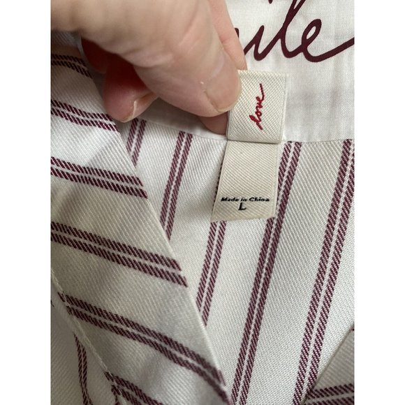 E D Long Sleeves/Long Legs Ticking Striped Sz L Men Pajamas Hi Lo Drawstring EUC - Picture 4 of 13